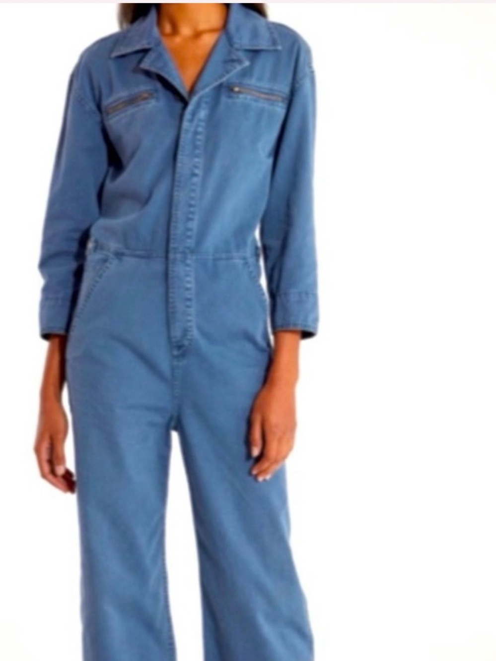 Current/Elliott Blue Long Sleeve Cotton Denim Overalls Jumpsuit Utility Size 1